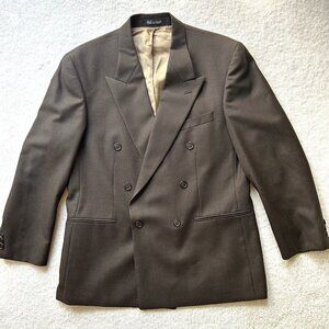Rare Cavaletti Peak Lapel Double Breasted Suit Jacket Coat Blazer Wool 40S Hound